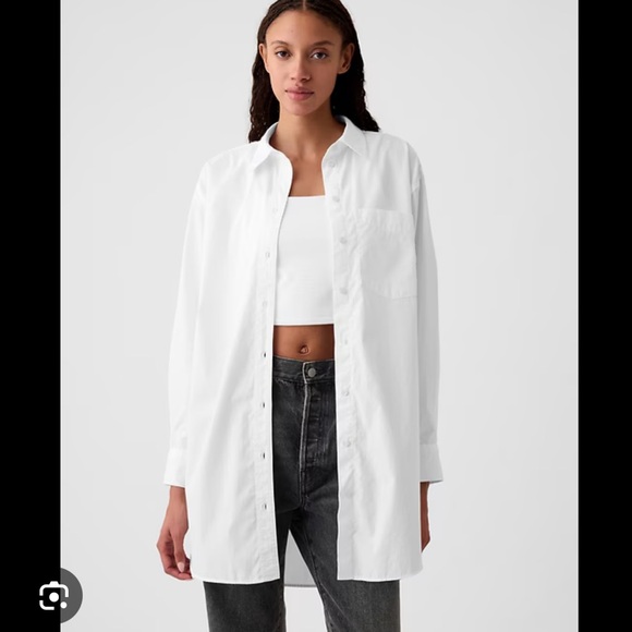 GAP Tops - GAP The Big Shirt weekend Tunic organic Cotton White Button Down M Tall